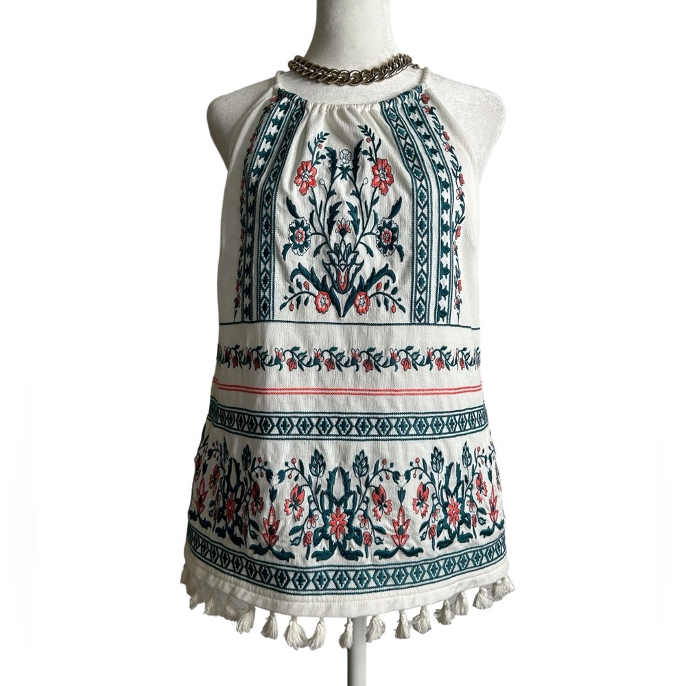 Skies Are Blue Embroidered Halter Tank Petite Medium boho top